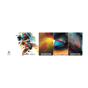 Fototapet Prøve Standard Eco - Farverig personlighed - Abstraktion, Stykke, Grafik - 100x30 cm