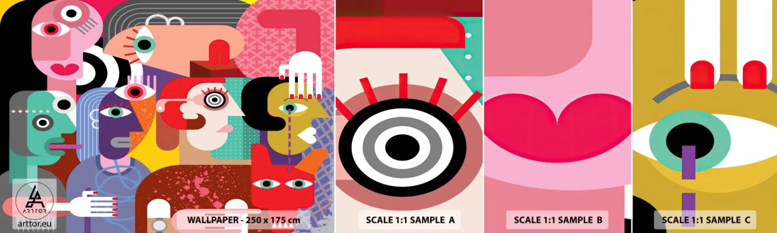 Prøve Fototapet Selvklæbende Deluxe Sticker - Vi fra hr. Picasso - Abstraktion, Kubisme, Mennesker - 100x30 cm