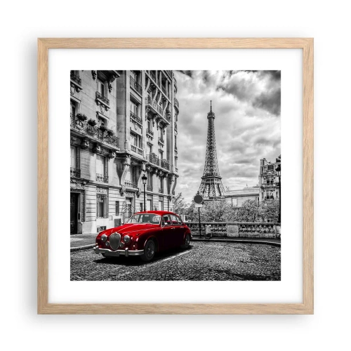 Plakat i ramme af lyst egetræ - Rovdyr i byen - 40x40 cm