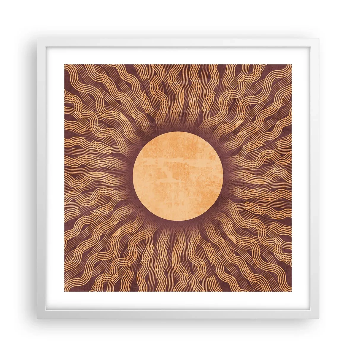 Plakat i hvid ramme - Ikon for solen - 50x50 cm