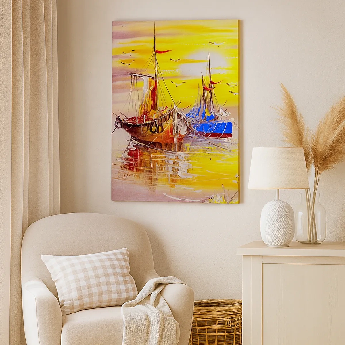 Lærredstryk - Billede på lærred - Et velfortjent hvil i havnen - 50x70 cm