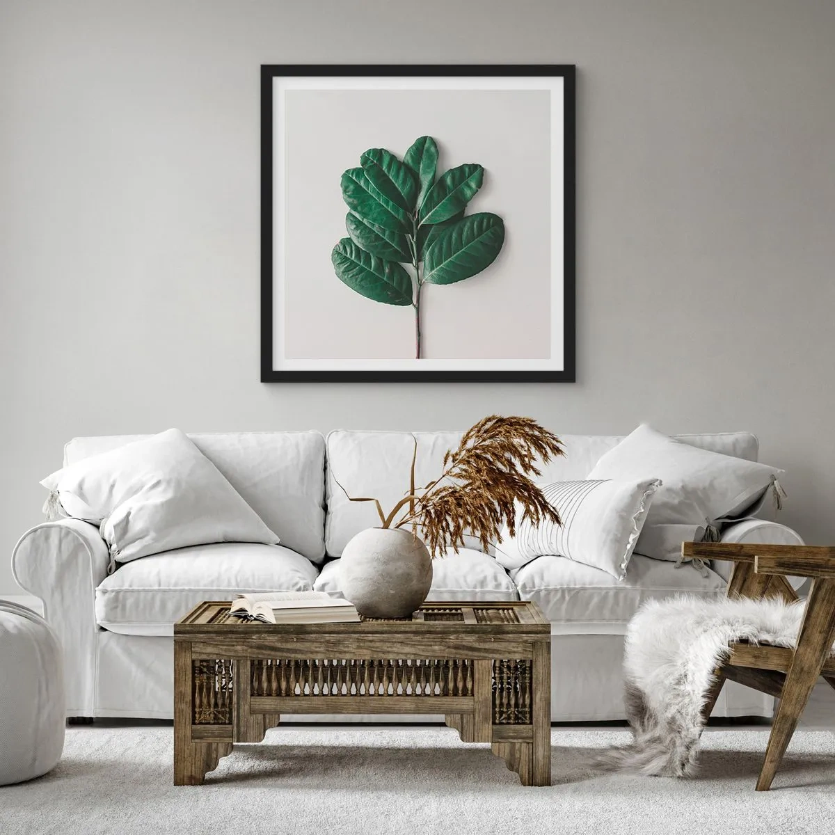 Plakat i sort ramme - Tegning af selve naturen - 40x40 cm