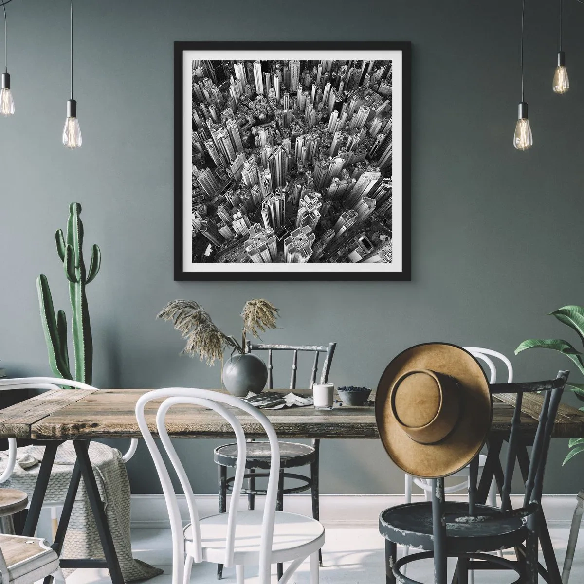 Plakat i sort ramme - Stadig højere og højere - 30x30 cm