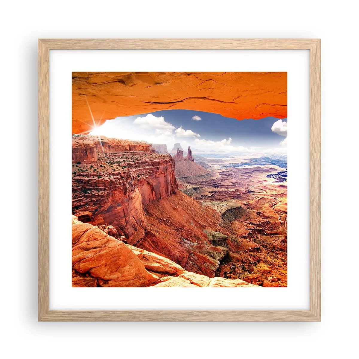 Plakat i ramme af lyst egetræ - Udskåret af naturen selv - 40x40 cm