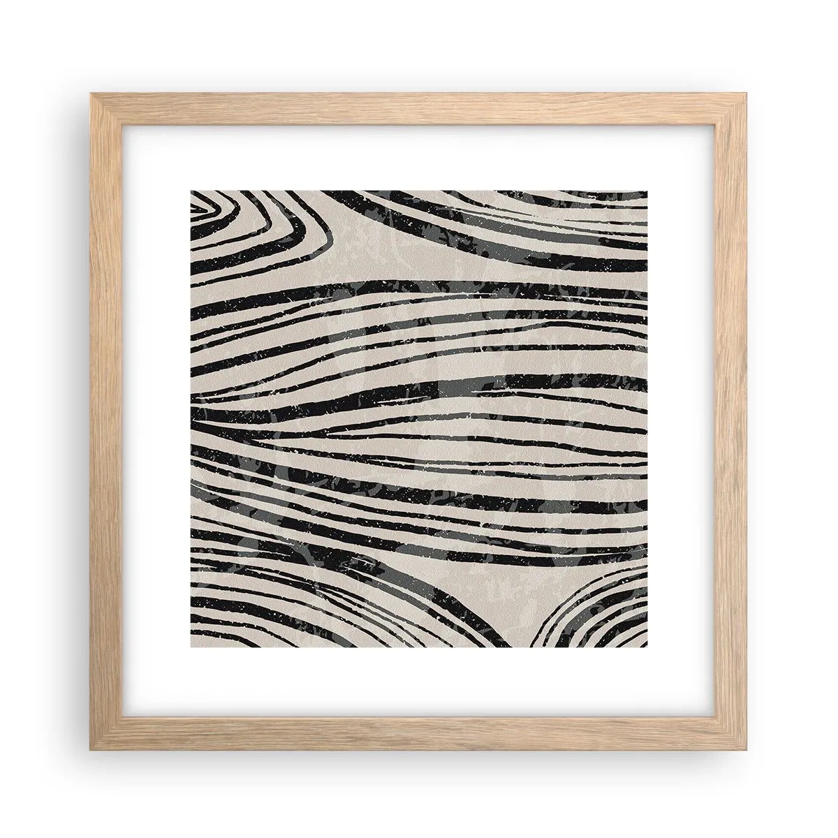 Plakat i ramme af lyst egetræ - Et spild af linjer - 30x30 cm