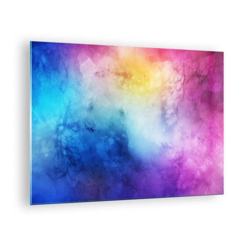Billede på glas - Abstrakt komposition i regnbuens farver med akvareleffekt - 70x50cm - Næsten i den syvende himmel - Moderne vægdekoration til stue og soveværelse ARTTOR