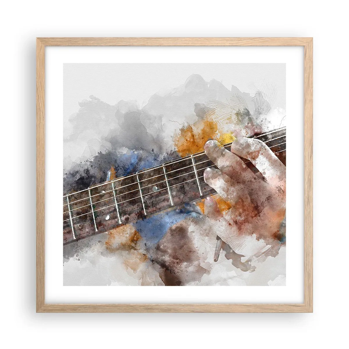 Plakat i ramme af lyst egetræ - Poesi mellem strengene - 50x50 cm