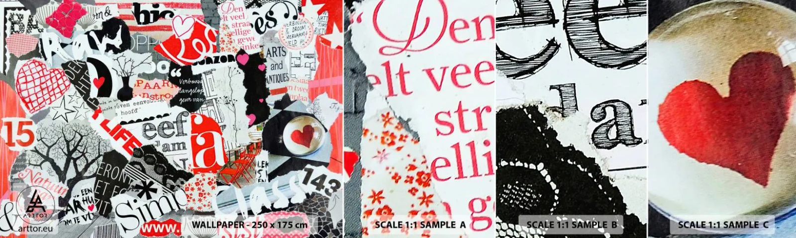 Prøve Fototapet Selvklæbende Deluxe Sticker - Hipster collage - Graffiti, Vægmaleri, Årgang - 100x30 cm