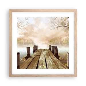 Plakat i ramme af lyst egetræ - Efterårets blide tristhed - 40x40 cm