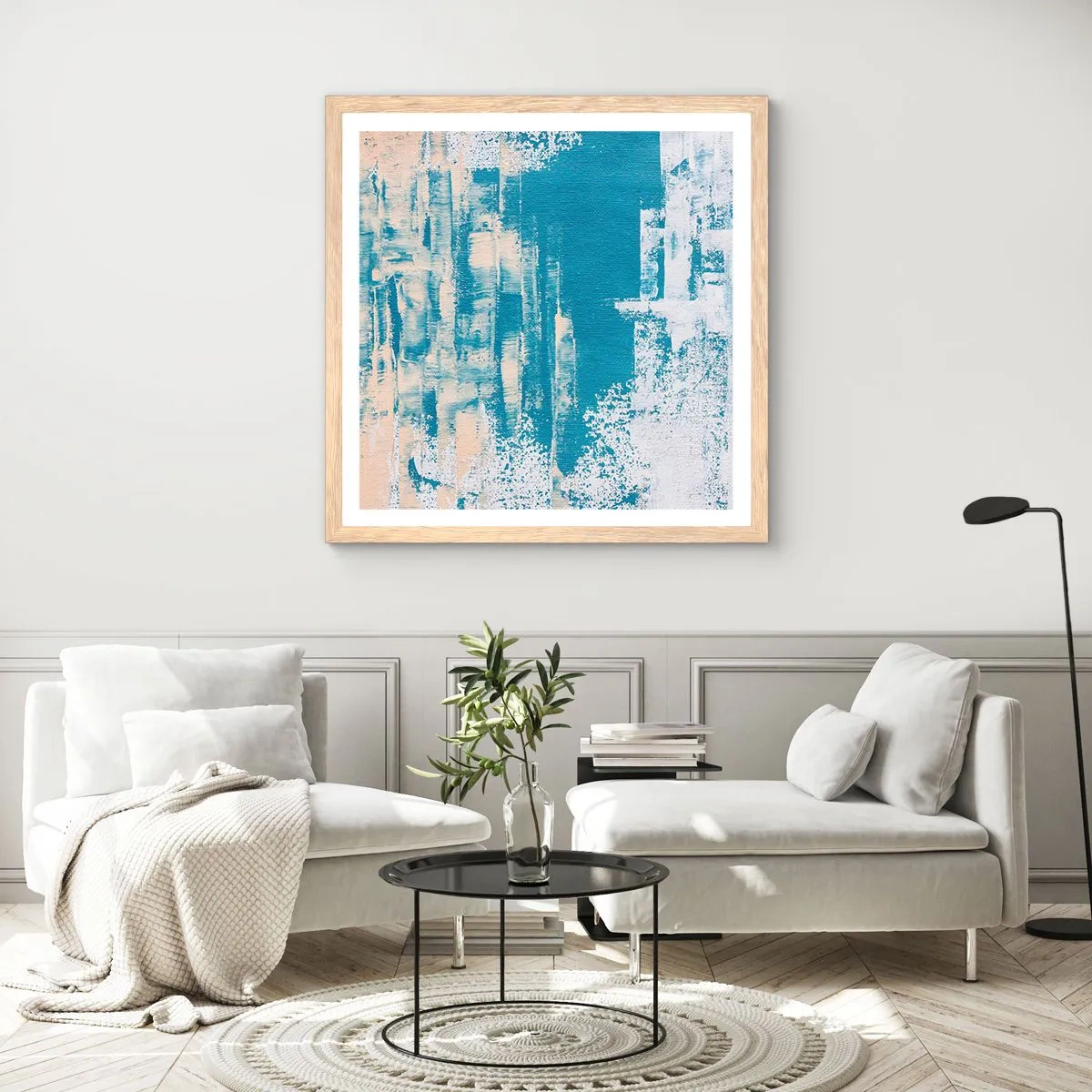 Plakat i ramme af lyst egetræ - Gennem istappen - 50x50 cm