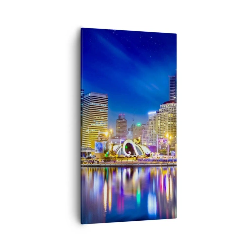 Lærredstryk - Billede på lærred - Regnbuenat i metropolen - 55x100 cm
