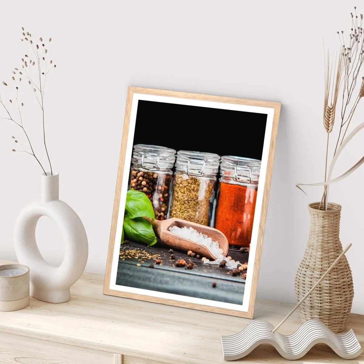 Plakat i ramme af lyst egetræ - For at livet kan smages - 30x40 cm