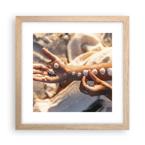 Plakat i ramme af lyst egetræ - Skønhed inden for rækkevidde - 30x30 cm