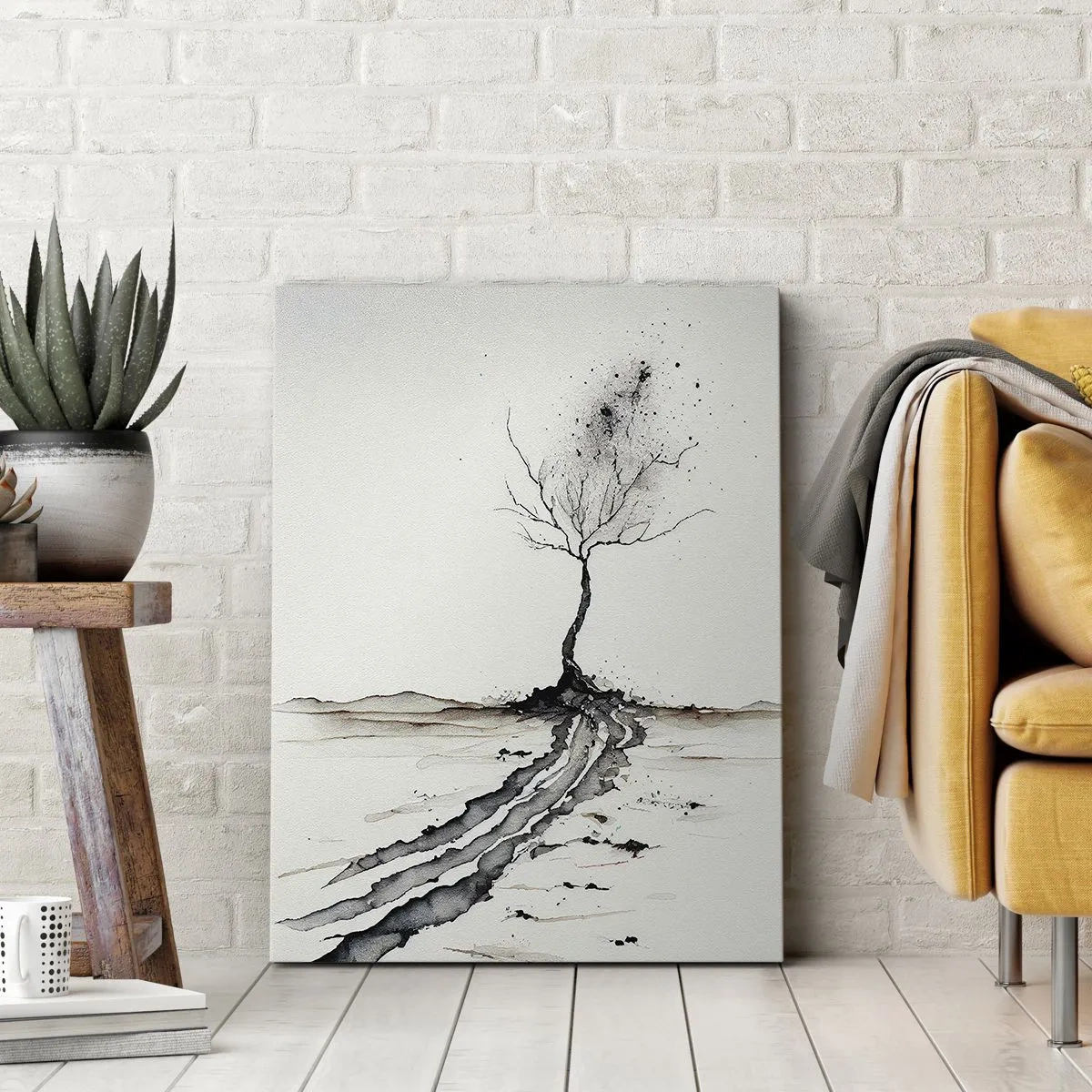 Lærredstryk - Billede på lærred - Vinterens melankoli - 65x120 cm