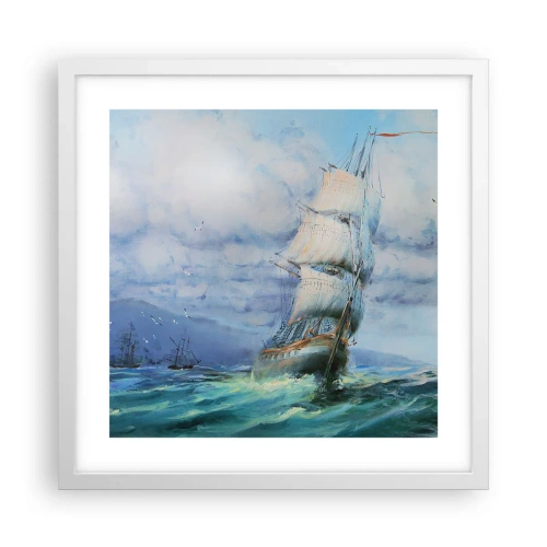 Plakat i hvid ramme - God vind - 40x40 cm