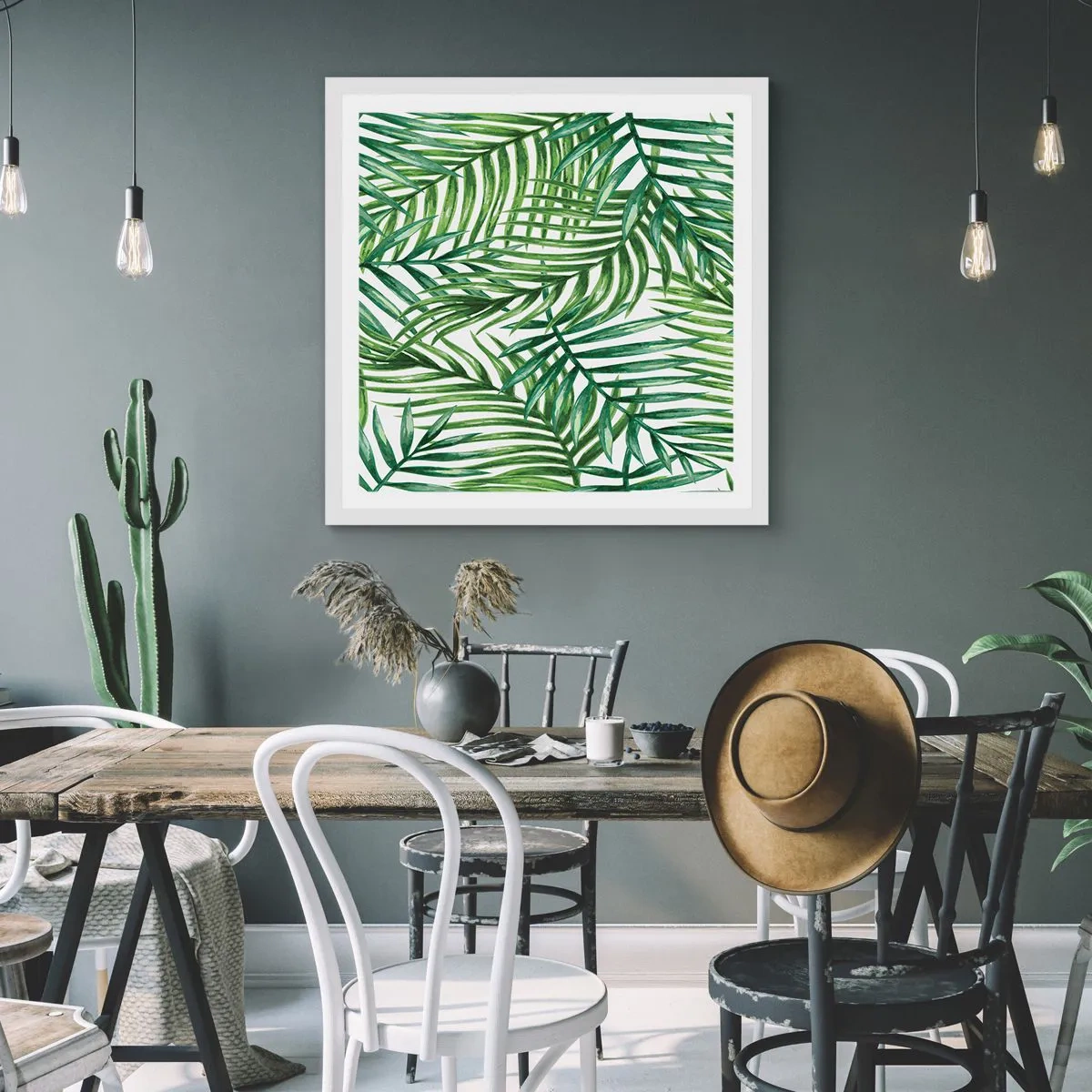 Plakat i hvid ramme - Under det grønne baldakin - 60x60 cm