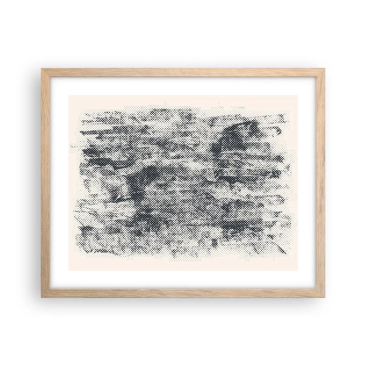 Plakat i ramme af lyst egetræ - Tågeagtig sammensætning - 50x40 cm