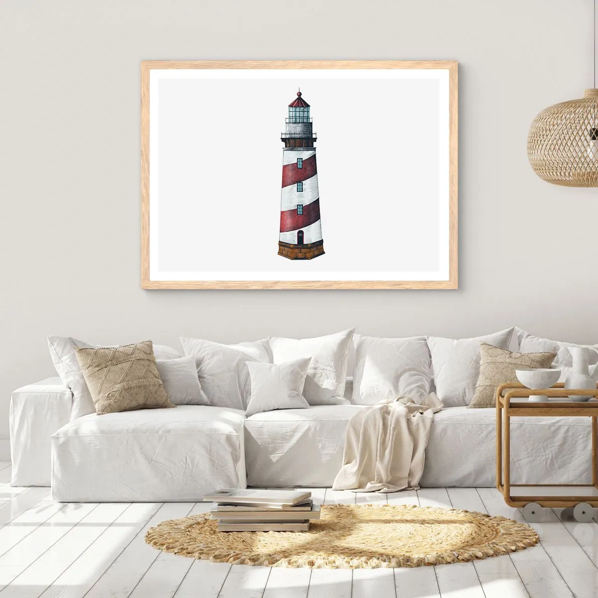 Plakat i ramme af lyst egetræ - Altid på vagt - 91x61 cm