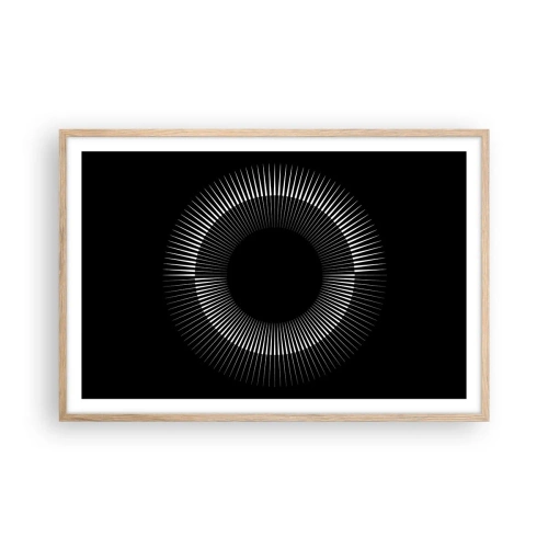 Plakat i ramme af lyst egetræ - Sort sol - 91x61 cm
