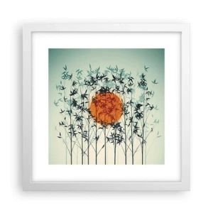 Plakat i hvid ramme - Japansk sol - 30x30 cm