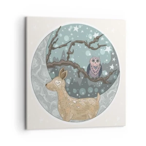 Lærredstryk - Billede på lærred - En eventyrlig skovnat - 50x50 cm