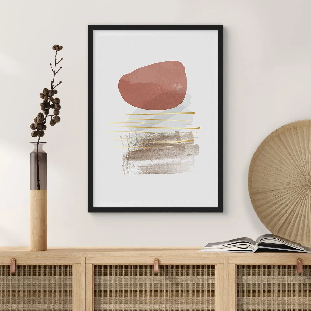 Plakat i sort ramme - Abstrakt kolonnade - 50x70 cm