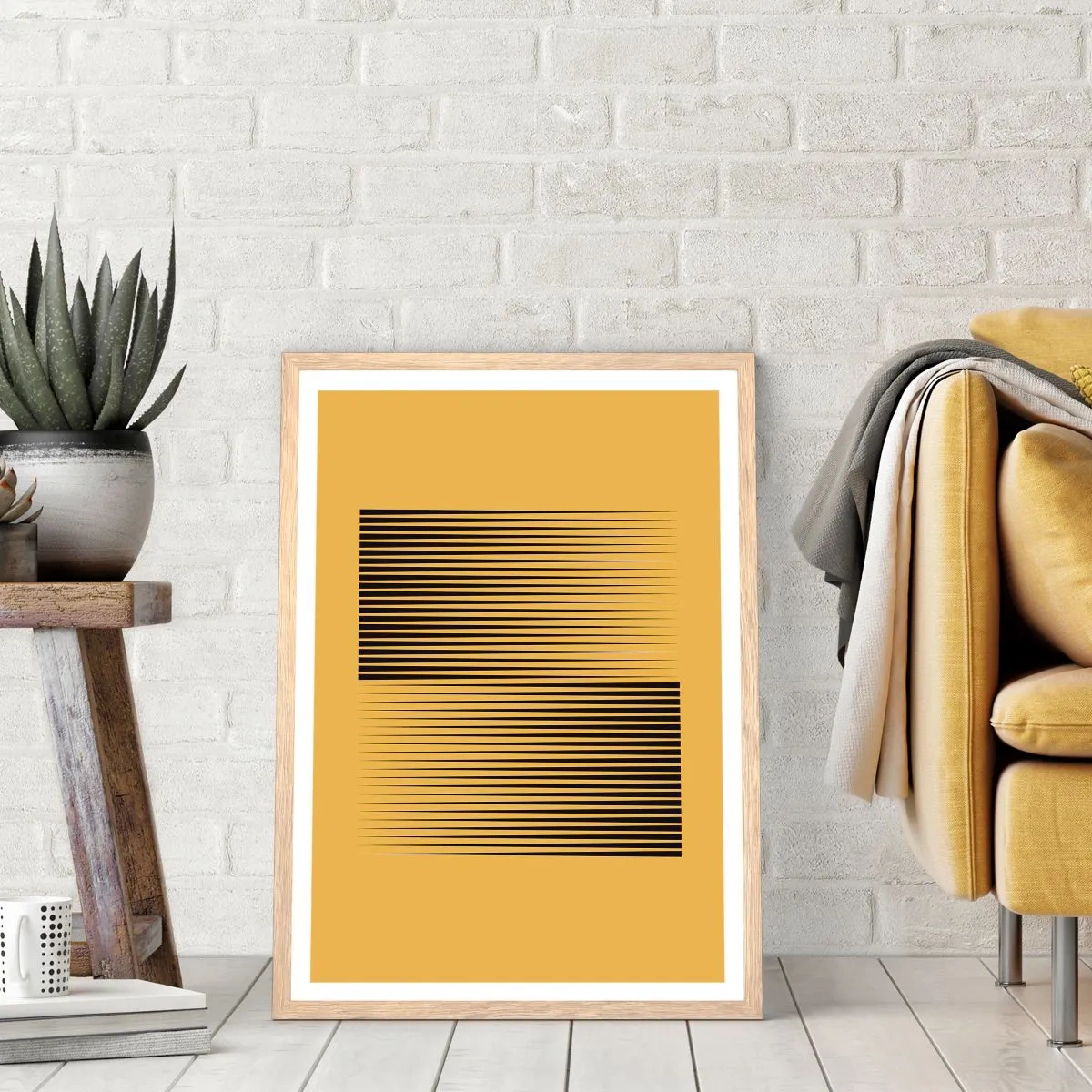 Plakat i ramme af lyst egetræ - Modsætningernes kvadrat - 40x50 cm