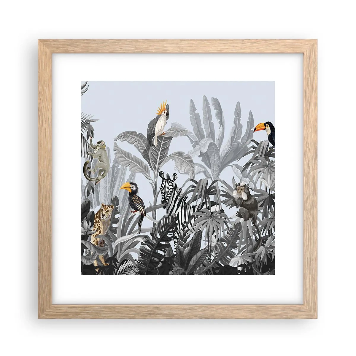 Plakat i ramme af lyst egetræ - En afrikansk fabel - 30x30 cm