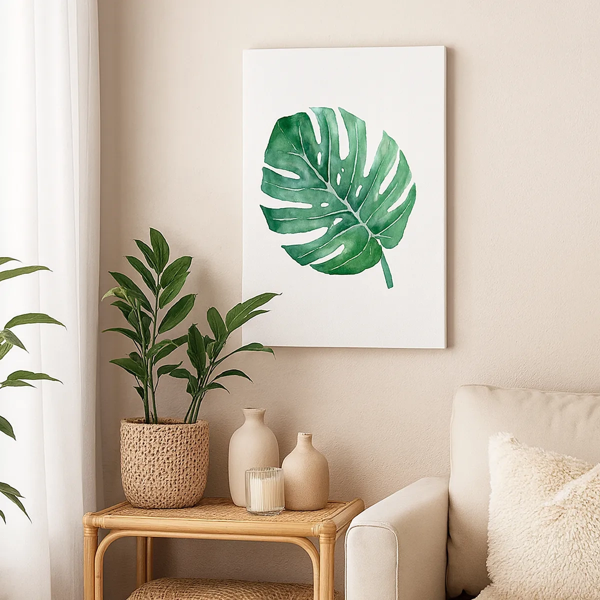 Lærredstryk - Billede på lærred - Grønt koncept - 50x70 cm