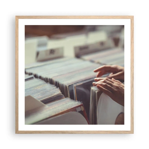 Plakat i ramme af lyst egetræ - På jagt efter følelser - 60x60 cm