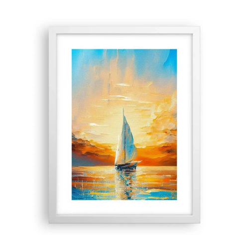 Plakat i hvid ramme - Sejler i guld - 30x40 cm