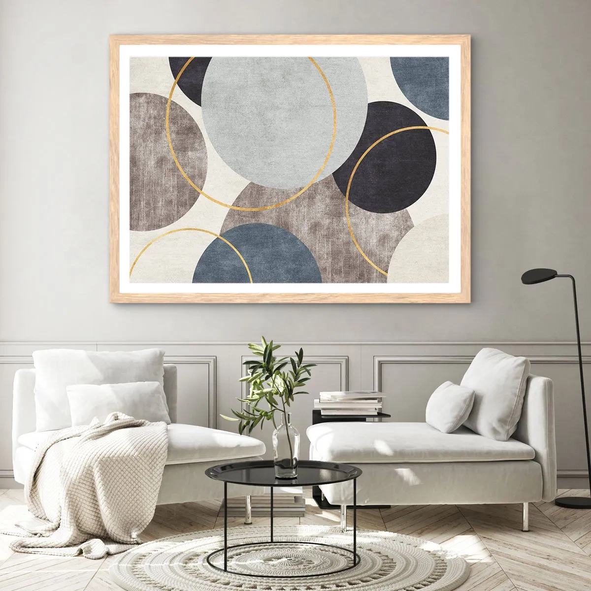 Plakat i ramme af lyst egetræ - Hjul efter hjul - 91x61 cm