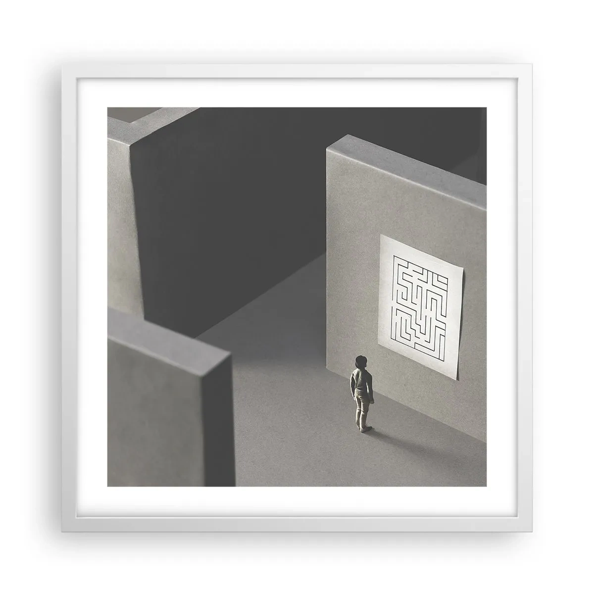 Plakat i hvid ramme - Men hvor er jeg? - 50x50 cm