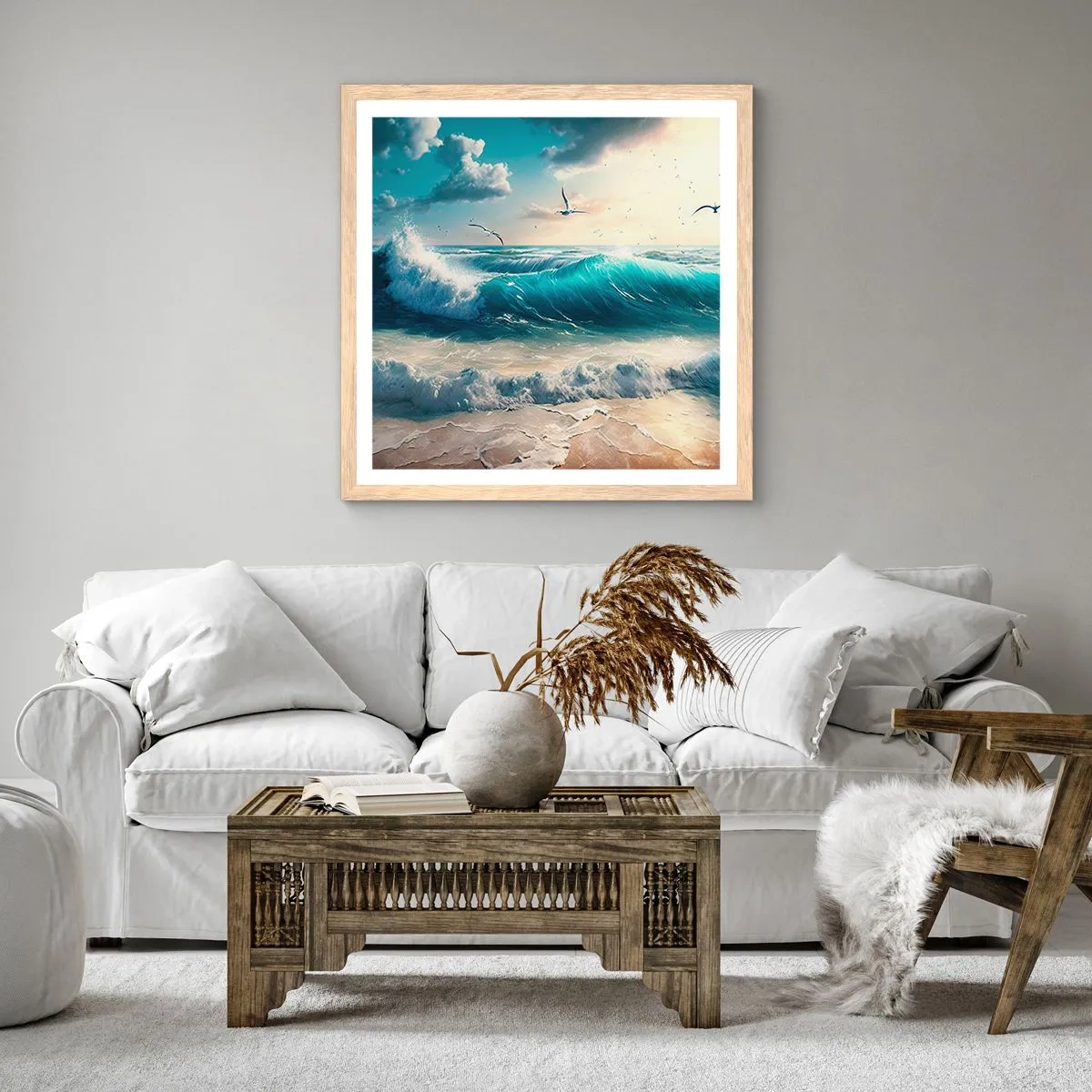 Plakat i ramme af lyst egetræ - Støj kun for dig - 50x50 cm