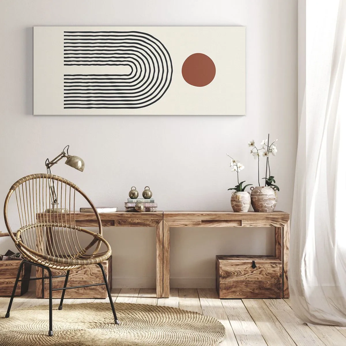 Lærredstryk - Billede på lærred - Magnetisme af former og farver - 100x40 cm