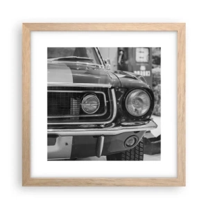 Plakat i ramme af lyst egetræ - Hård kørsel - 30x30 cm