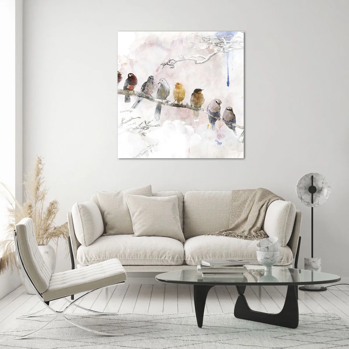 Billede på glas - Møde med vinger - 70x70 cm