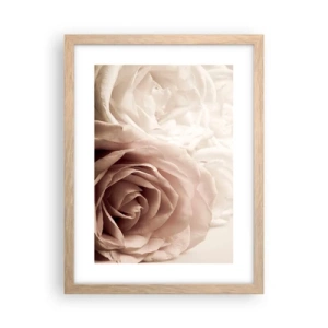 Plakat i ramme af lyst egetræ - I rosens hjerte - 30x40 cm