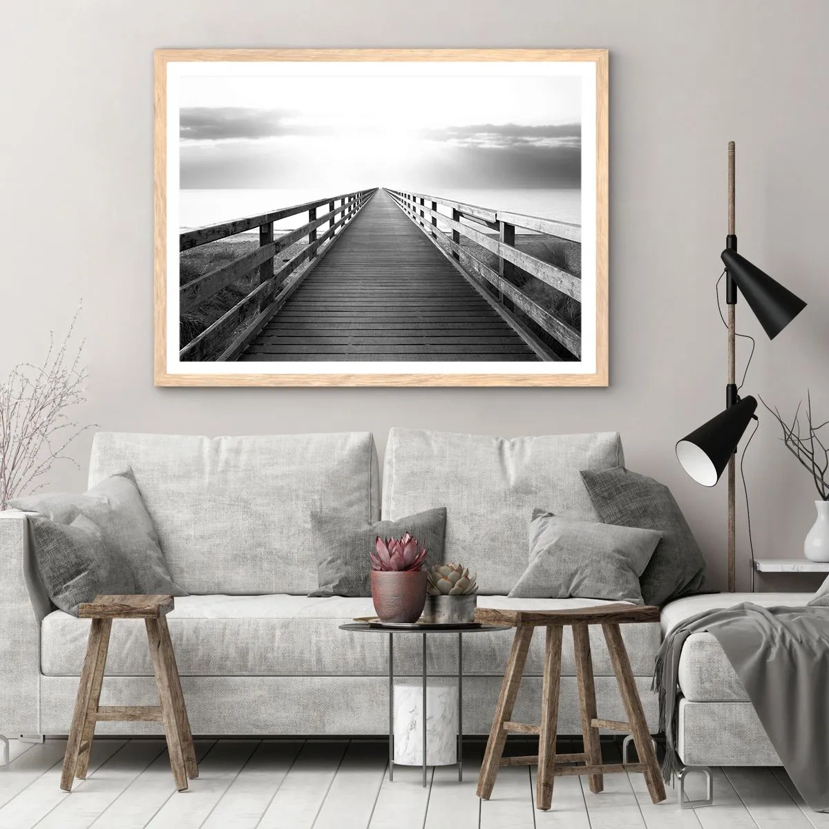 Plakat i ramme af lyst egetræ - Ind i det fjerne… - 40x30 cm