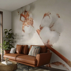 Fototapet Selvklæbende Deluxe Sticker - Bare kramme - Bomuldsblomst, Blomst, Bomuldskvist - 250x175 cm