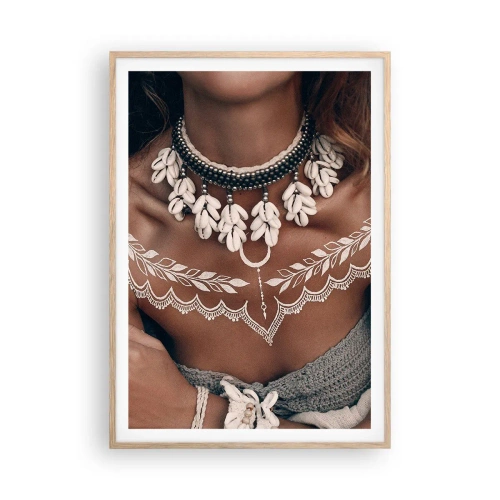Plakat i ramme af lyst egetræ - Talismaner, ritualer om kvindelighed - 70x100 cm