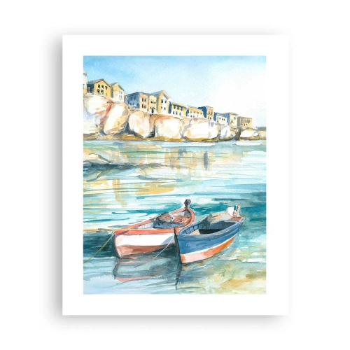 Plakat - Landskab i azurblå - 40x50 cm