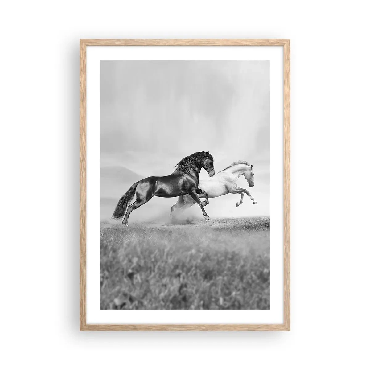 Plakat i ramme af lyst egetræ - Engle og dæmoner - 50x70 cm