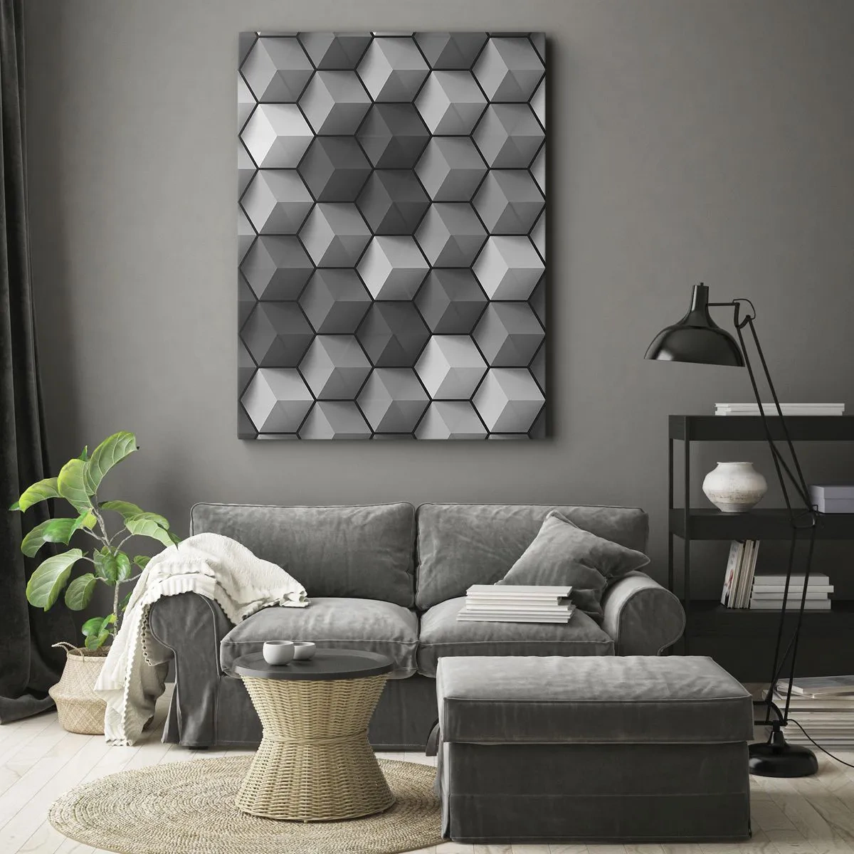 Lærredstryk - Billede på lærred - Kubistisk puslespil - 50x70 cm