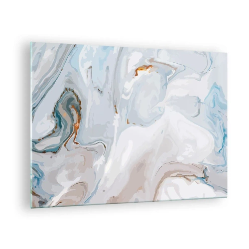 Billede på glas - Et diskret marmormønster i nuancer af blå og hvid - 70x50cm - Hvid opløftet - Moderne vægdekoration til stue og soveværelse ARTTOR