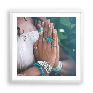 Plakat i hvid ramme - Velkommen til værens centrum - 50x50 cm