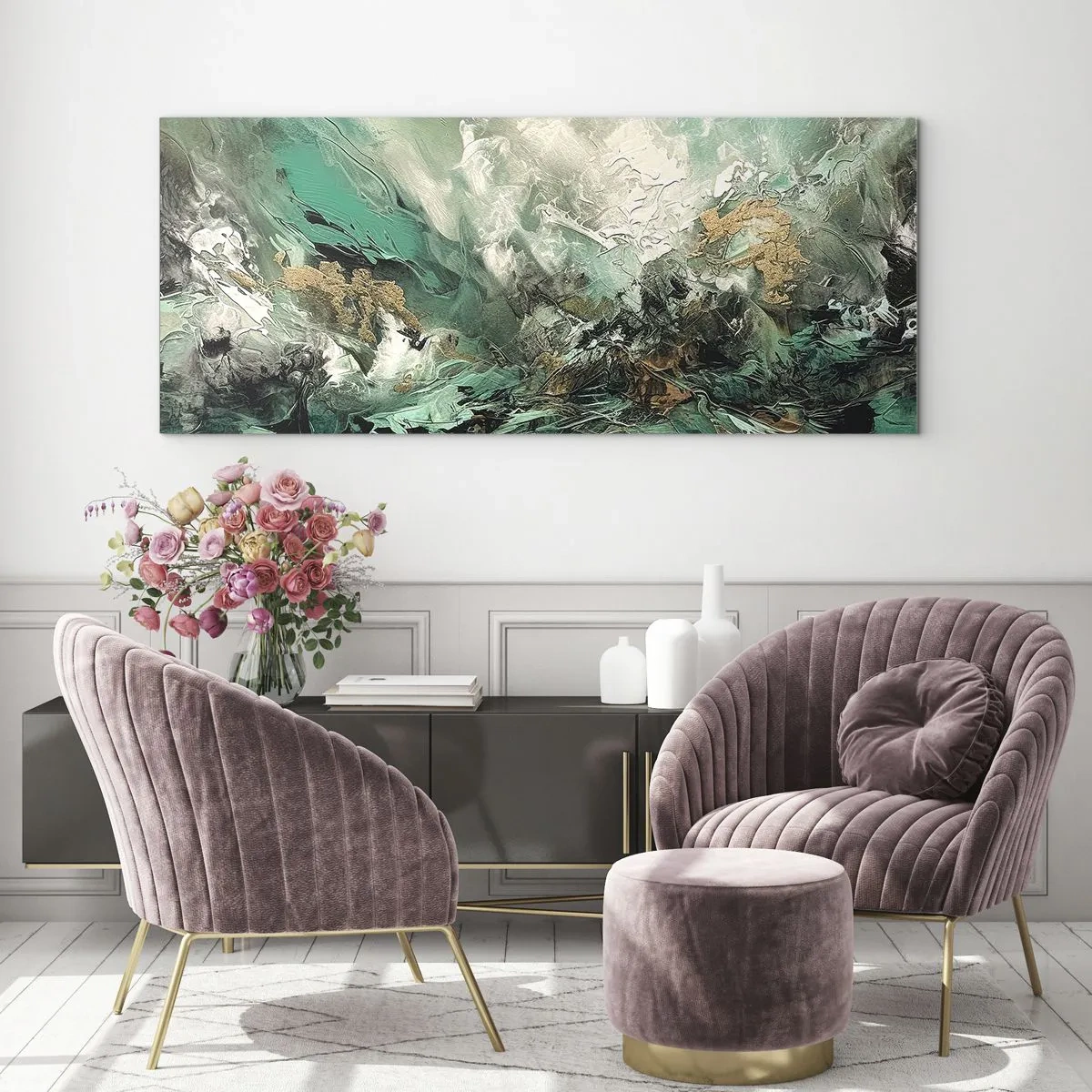 Billede på glas - Smaragdsort byld - 100x40 cm