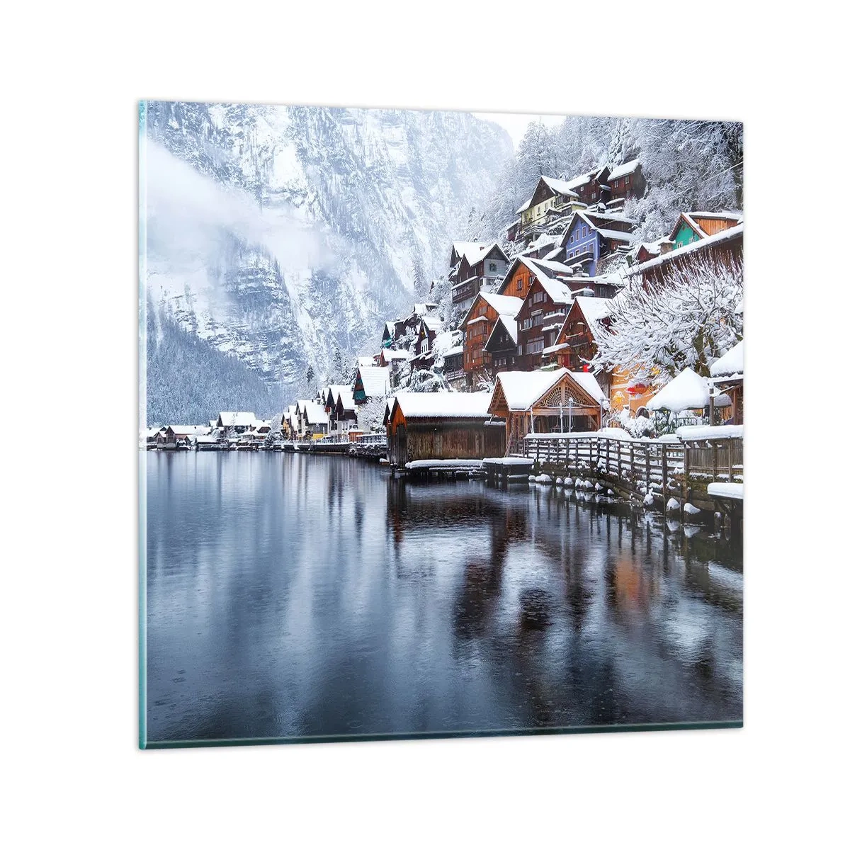 Billede på glas - I en vinterdekoration - 60x60 cm
