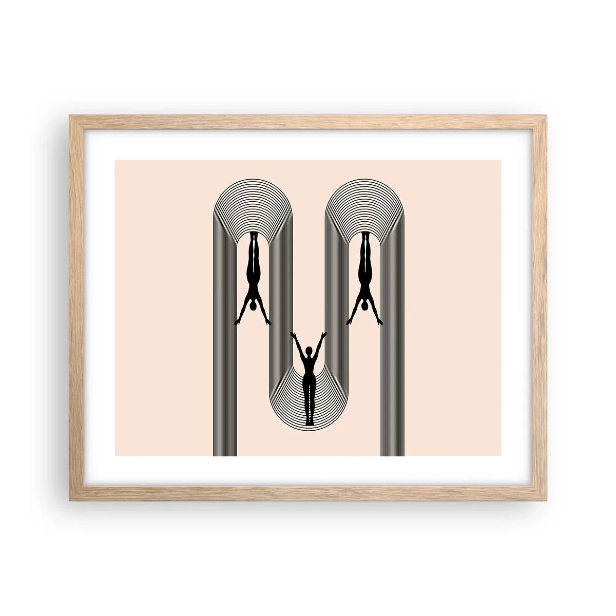 Plakat i ramme af lyst egetræ - På hovedet nedad - 50x40 cm