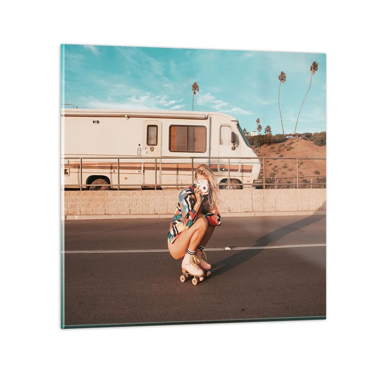 Billede på glas - Smil, tak! - 70x70 cm